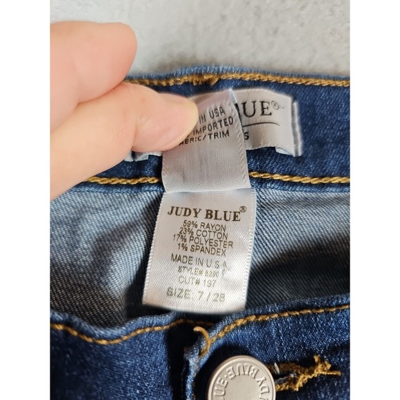 Judy Blue Jeans Women's 7/28 Dark Straight Slim Blue Denim Style 8390 USA - Picture 3 of 12